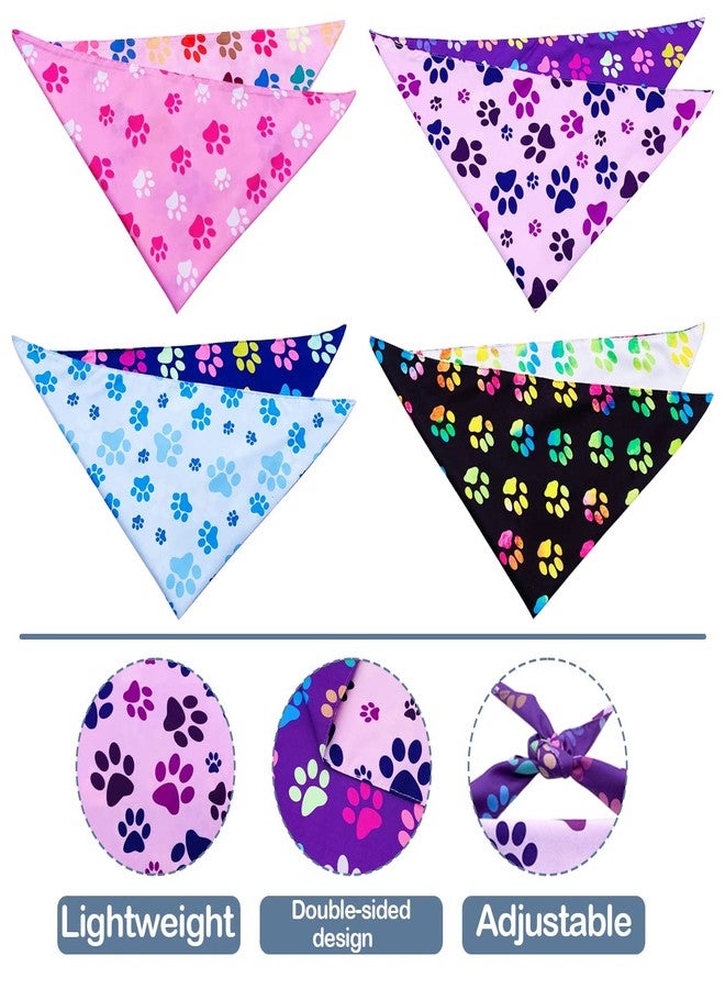 PET SHOW 4 Pack Paw Print Big Dog Bandanas Set Girl Boy Reversible Adjustable Dogs Scarves Cat Daily Birthday Party Triangle Bibs Grooming Accessories for Medium Large Dogs Puppies Pets - Image 3